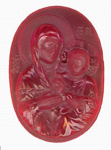 Cameo on synthetic ruby. The Virgin Mary Odigitrija