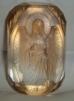 Cameo on faceted topaz.  Archangel Gabriel.