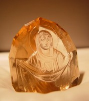 Cameo on faceted topaz. The Protection of the Virgin Mary