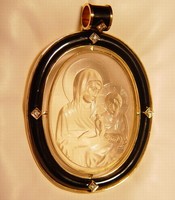 Cameo on citrine. The Virgin Mary Odigitrija